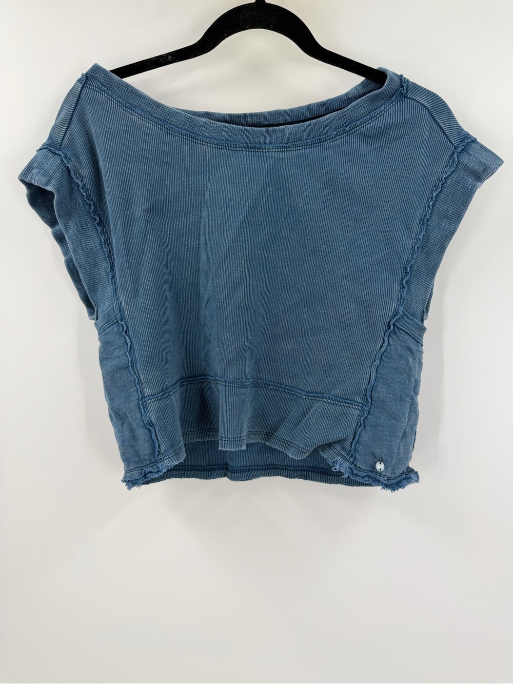 Pilcro Anthropologie Women’s Sweater Washed Faded Blue Short-Sleeve Top Size S